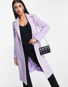 Сиреневое пальто узкого кроя в университетском стиле из смесовой шерсти Helene Berman-Фиолетовый цвет