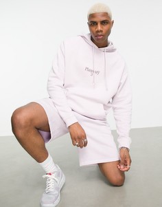 Oversized-худи из органического хлопка сиреневого выбеленного цвета с текстовым принтом от комплекта ASOS DESIGN-Фиолетовый цвет