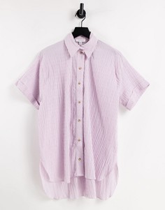 Сиреневая oversized-рубашка в фактурную полоску Topshop-Фиолетовый цвет