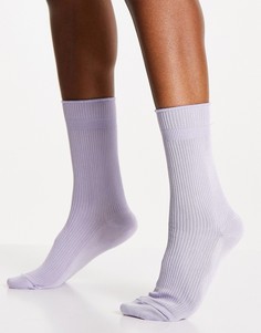 Сиреневые носки с отворотами до середины икры ASOS DESIGN-Фиолетовый цвет