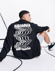 Черная трикотажная спортивная куртка в стиле oversized с принтом "Insomnia" ASOS DESIGN-Черный цвет