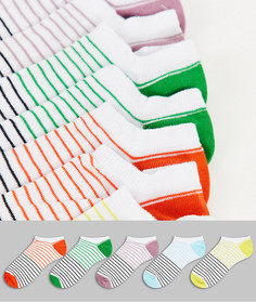 Набор из 5 пар спортивных носков в яркую полоску ASOS DESIGN-Белый