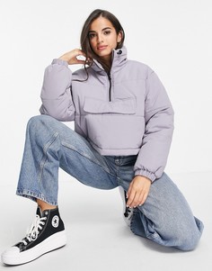 Укороченная дутая куртка сиреневого цвета с короткой молнией ASOS DESIGN-Фиолетовый цвет