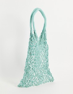 Плетеная сумка-тоут из крученой нити синего и белого цвета ASOS DESIGN-Голубой