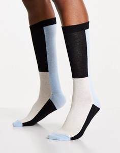Носки в стиле колор блок до середины голени ASOS DESIGN-Разноцветный