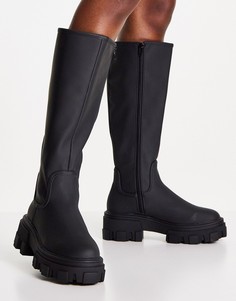 Сапоги на толстой плоской подошве черного цвета ASOS DESIGN Carla-Черный цвет