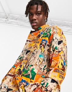 Oversized-рубашка в стиле 90-х с винтажным принтом со спортивными карточками ASOS DESIGN-Multi