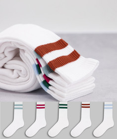Набор из 5 пар носков без пятки в многоцветную полоску Topman-Разноцветный