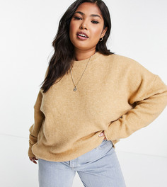 Бежевый oversized-джемпер с объемными рукавами ASOS DESIGN Curve-Светло-бежевый цвет