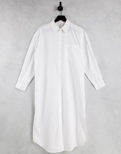 Белая длинная oversized-рубашка из органического хлопка Object-Белый