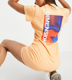 Абрикосовая футболка от комплекта с поясом на резинке и графическим принтом "Dimensions" ASYOU-Оранжевый цвет