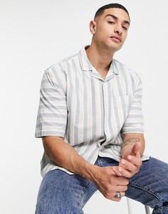 Светло-бежевая рубашка в полоску с отложным воротником Topman-Светло-бежевый цвет