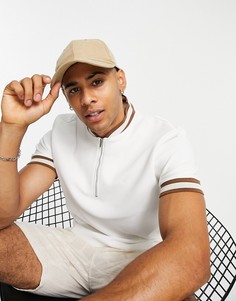 Серо-бежевое облегающее поло от комплекта River Island-Белый