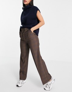 Брюки премиум-класса в классическую коричневую клетку ASOS DESIGN-Многоцветный