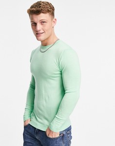 Мятно-зеленый джемпер облегающего кроя из мериносовой шерсти ASOS DESIGN-Зеленый цвет