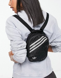 Черный маленький рюкзак с тремя полосками из стразов adidas Originals-Черный цвет