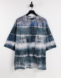 Oversized-футболка черного цвета с принтом тай-дай ASOS DESIGN-Разноцветный