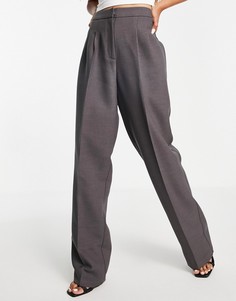Темно-серые брюки мужского кроя с поясом на резинке ASOS DESIGN-Серый