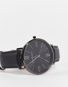 Классические часы с черным ремешком из сафьяновой кожи ASOS DESIGN-Черный цвет