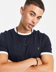 Темно-синяя футболка с окантовкой Farah Grooves-Темно-синий