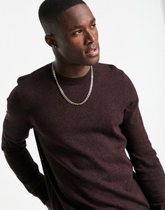 Бордовый джемпер с круглым вырезом Topman-Красный