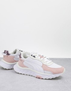 Кроссовки серовато-белого и пастельно-розового цвета Puma Wild Rider-Светло-бежевый цвет