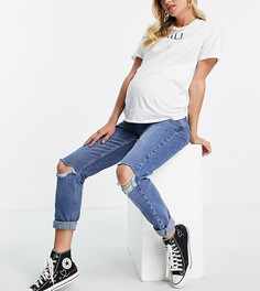 Сине-голубые выбеленные джинсы в винтажном стиле New Look Maternity-Голубой
