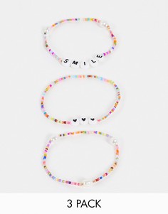 Набор аксессуаров из трех браслетов-фенечек в ярких цветах-Разноцветный Accessorize
