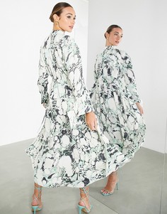 Платье миди в стиле oversized с мраморным принтом ASOS EDITION-Разноцветный
