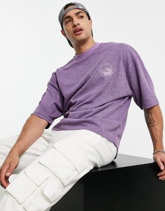 Сиреневая oversized-футболка с начесом и вышивкой на груди ASOS DESIGN-Фиолетовый цвет