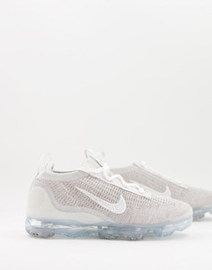 Кроссовки серовато-белого и бежевого цвета Nike Air Vapormax 2021 Flyknit-Нейтральный