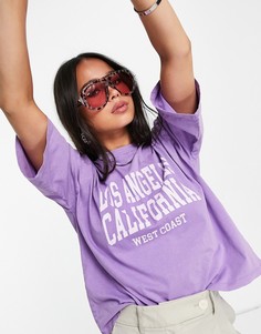 Фиолетовая футболка с университетским принтом "Los Angeles" Topshop-Фиолетовый цвет
