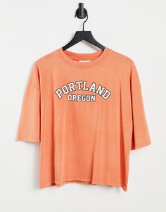 Оранжевая футболка с принтом "Portland" в университетском стиле Topshop-Оранжевый цвет