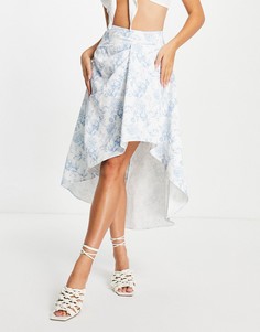 Структурированная юбка миди с голубым цветочным принтом ASOS DESIGN-Multi