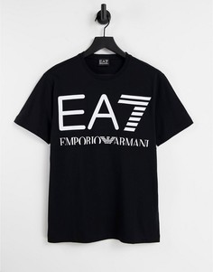Черная футболка с крупным логотипом Armani EA7 Train-Черный цвет