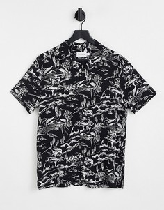 Черно-белая рубашка с принтом в стиле вестерн Topman-Черный цвет