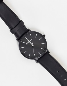 Монохромные часы с ремешком из искусственной кожи ASOS DESIGN-Черный цвет