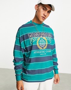 Oversized-лонгслив синего и зеленого цветов с принтом "Florida" спереди ASOS DESIGN-Разноцветный