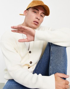 Вязаный oversized-кардиган цвета экрю Topman-Белый