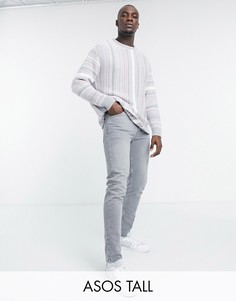 Свободные суженные книзу джинсы светло-серого цвета ASOS DESIGN Tall-Серый
