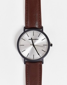 Часы с коричневым ремешком и черным матовым корпусом ASOS DESIGN-Коричневый цвет