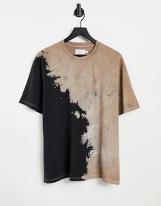 Черно-коричневая oversized-футболка с принтом тай-дай от комплекта Topman-Разноцветный