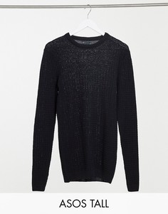 Облегающий джемпер из вафельного трикотажа черного цвета ASOS DESIGN Tall-Черный