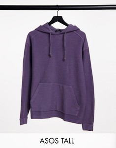 Фиолетовый выбеленный худи в стиле oversized с петельчатой изнанкой ASOS DESIGN Tall