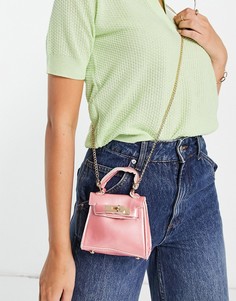 Маленькая розовая сумка с ручкой и золотистой цепочкой Truffle Collection-Розовый цвет