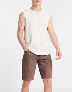 Джинсовые шорты в винтажном стиле с эффектом кислотной стирки ASOS DESIGN-Коричневый цвет