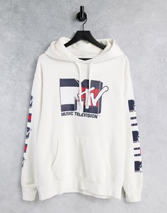 Белый худи в стиле унисекс Tommy Jeans X MTV