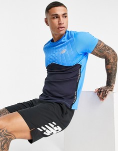 Синяя футболка в стиле колор-блок New Balance Football-Голубой