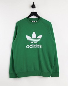 Зеленый свитшот с большим логотипом-трилистником adidas Originals adicolor-Зеленый цвет