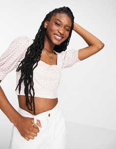 Топ в полоску с квадратным вырезом Miss Selfridge-Multi